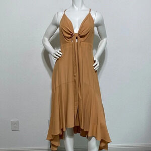 Whyte Valentyne Orange Sleevelss Cutout Tie Front Dress Size 10